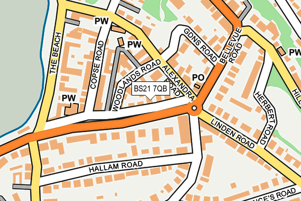 BS21 7QB map - OS OpenMap – Local (Ordnance Survey)