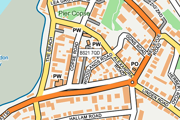 BS21 7QD map - OS OpenMap – Local (Ordnance Survey)