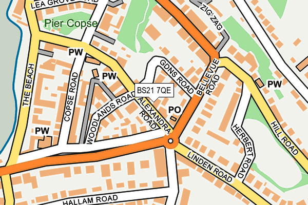 BS21 7QE map - OS OpenMap – Local (Ordnance Survey)