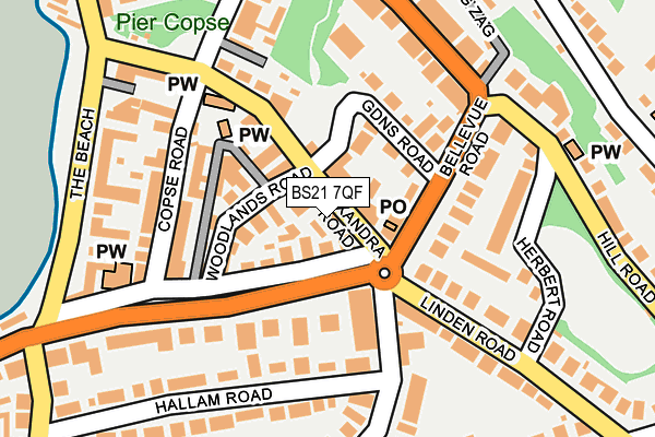 BS21 7QF map - OS OpenMap – Local (Ordnance Survey)