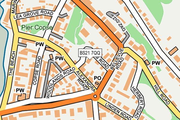 BS21 7QQ map - OS OpenMap – Local (Ordnance Survey)