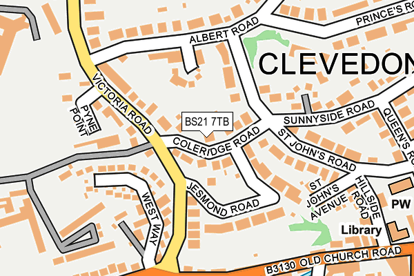 Map of 8 COLERIDGE ROAD (CLEVEDON) LIMITED at local scale