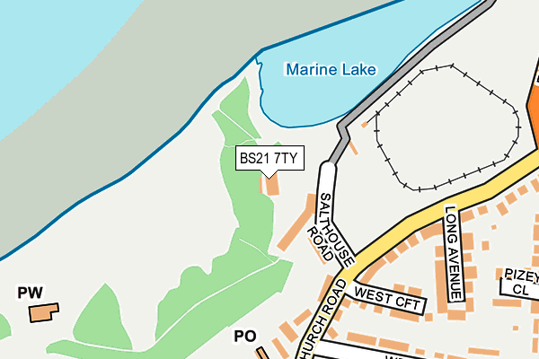 BS21 7TY map - OS OpenMap – Local (Ordnance Survey)