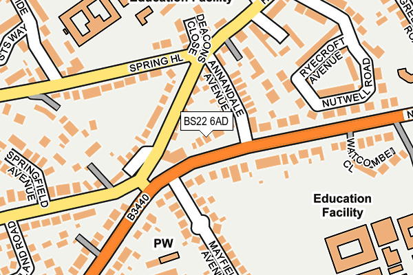 BS22 6AD map - OS OpenMap – Local (Ordnance Survey)