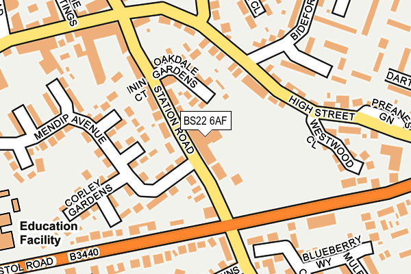 BS22 6AF map - OS OpenMap – Local (Ordnance Survey)