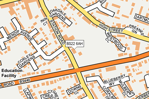 BS22 6AH map - OS OpenMap – Local (Ordnance Survey)