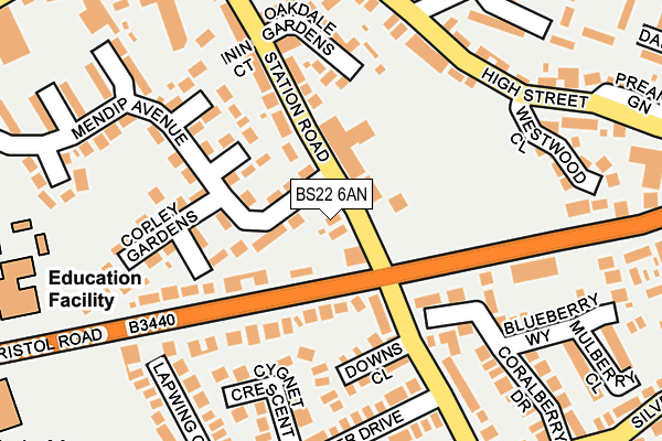 BS22 6AN map - OS OpenMap – Local (Ordnance Survey)