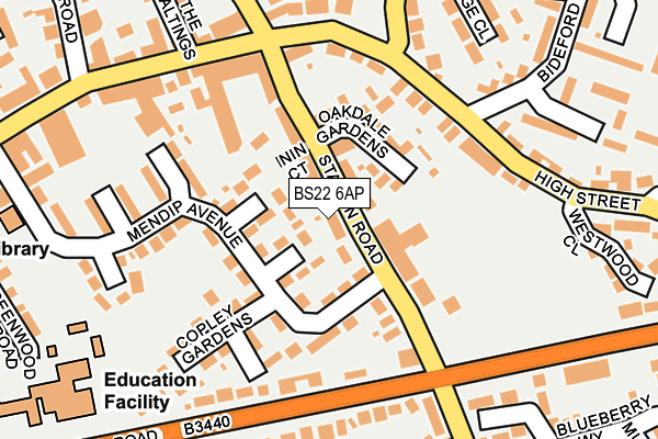 BS22 6AP map - OS OpenMap – Local (Ordnance Survey)