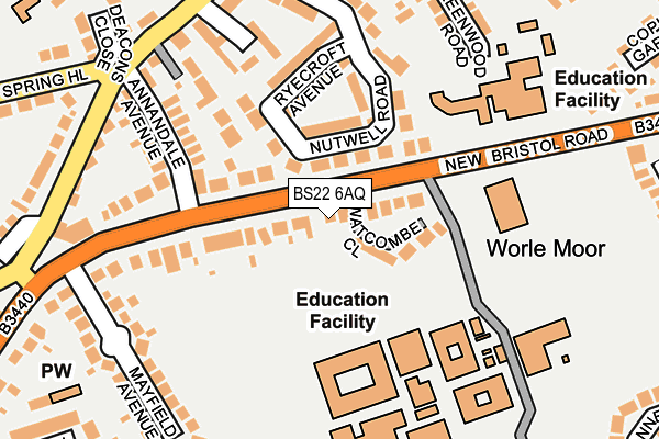 BS22 6AQ map - OS OpenMap – Local (Ordnance Survey)