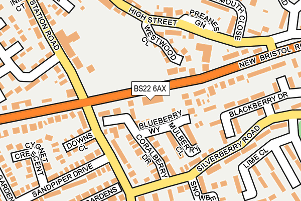 BS22 6AX map - OS OpenMap – Local (Ordnance Survey)