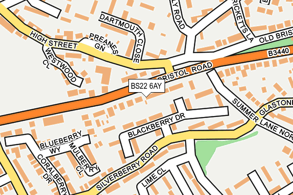 BS22 6AY map - OS OpenMap – Local (Ordnance Survey)