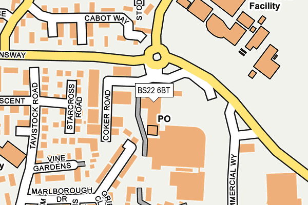BS22 6BT map - OS OpenMap – Local (Ordnance Survey)