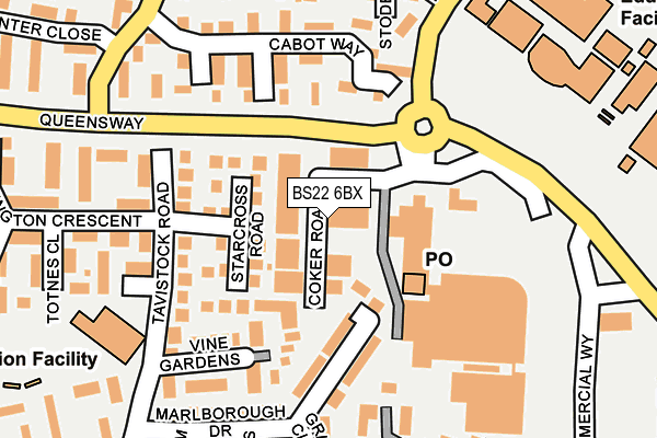 BS22 6BX map - OS OpenMap – Local (Ordnance Survey)