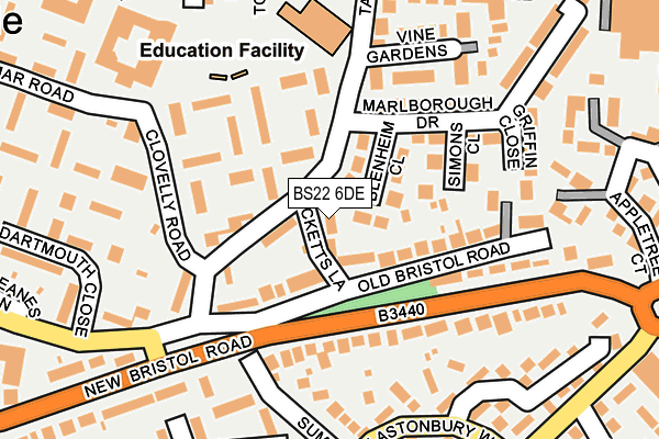 BS22 6DE map - OS OpenMap – Local (Ordnance Survey)