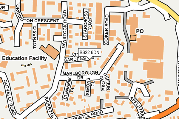 BS22 6DN map - OS OpenMap – Local (Ordnance Survey)