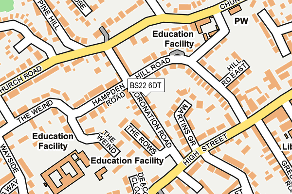 BS22 6DT map - OS OpenMap – Local (Ordnance Survey)