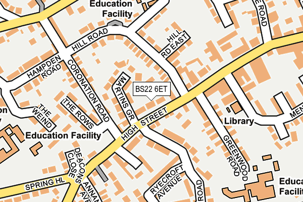 BS22 6ET map - OS OpenMap – Local (Ordnance Survey)