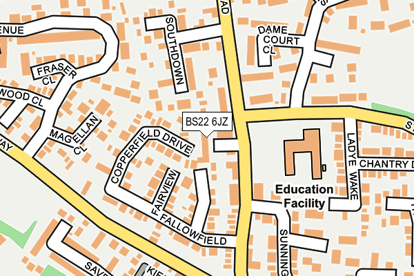 BS22 6JZ map - OS OpenMap – Local (Ordnance Survey)
