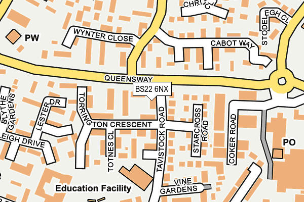 BS22 6NX map - OS OpenMap – Local (Ordnance Survey)