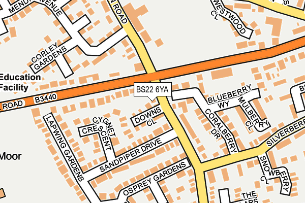 BS22 6YA map - OS OpenMap – Local (Ordnance Survey)