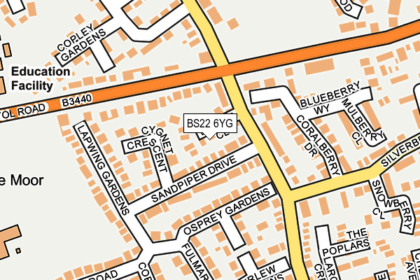 BS22 6YG map - OS OpenMap – Local (Ordnance Survey)