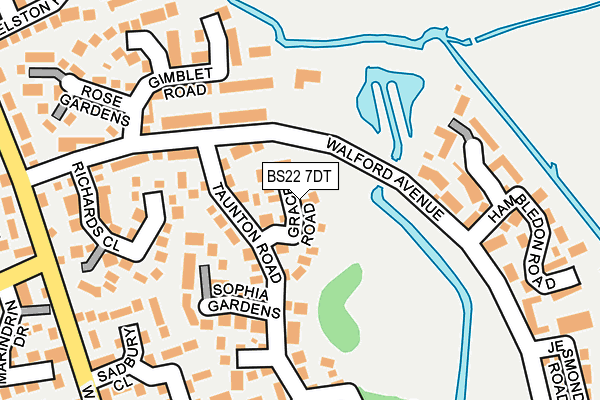 BS22 7DT map - OS OpenMap – Local (Ordnance Survey)
