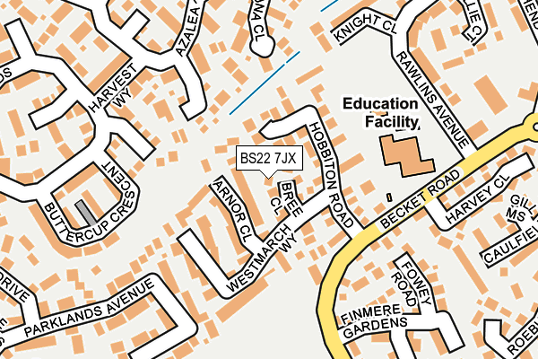 BS22 7JX map - OS OpenMap – Local (Ordnance Survey)