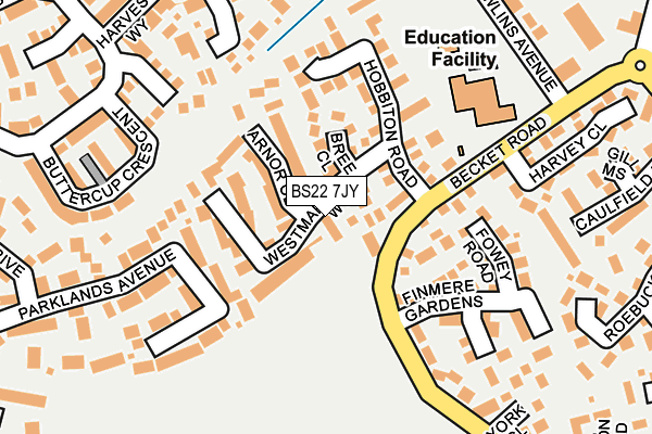 BS22 7JY map - OS OpenMap – Local (Ordnance Survey)