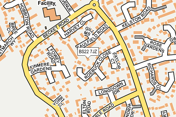 BS22 7JZ map - OS OpenMap – Local (Ordnance Survey)
