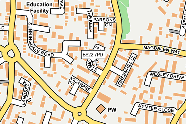 BS22 7PD map - OS OpenMap – Local (Ordnance Survey)