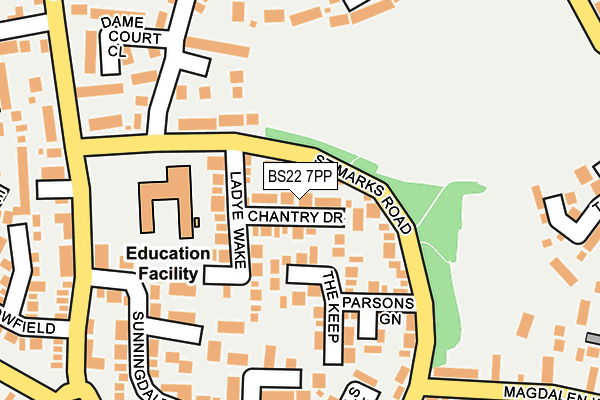 BS22 7PP map - OS OpenMap – Local (Ordnance Survey)