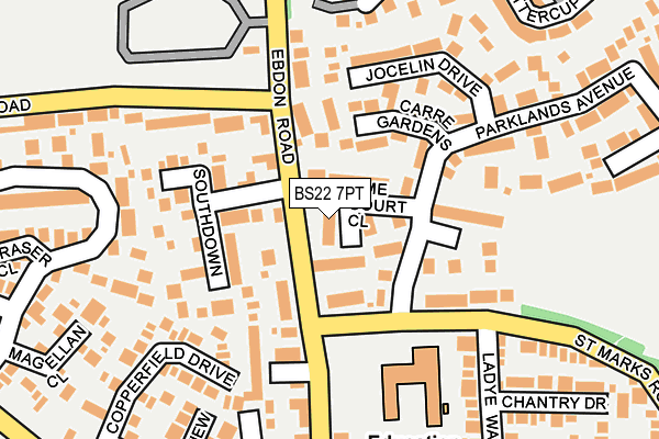 BS22 7PT map - OS OpenMap – Local (Ordnance Survey)