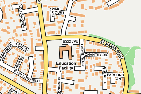 BS22 7PU map - OS OpenMap – Local (Ordnance Survey)