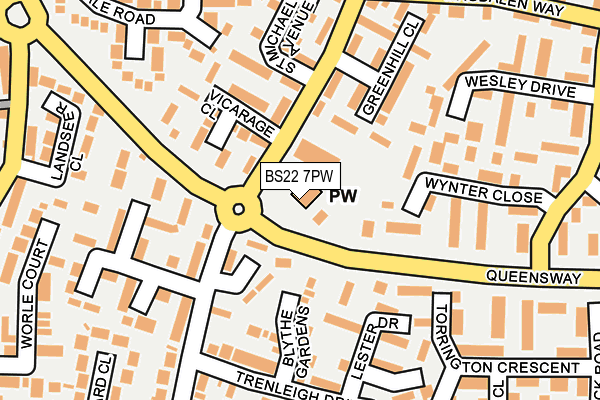 BS22 7PW map - OS OpenMap – Local (Ordnance Survey)