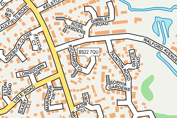 BS22 7QU map - OS OpenMap – Local (Ordnance Survey)