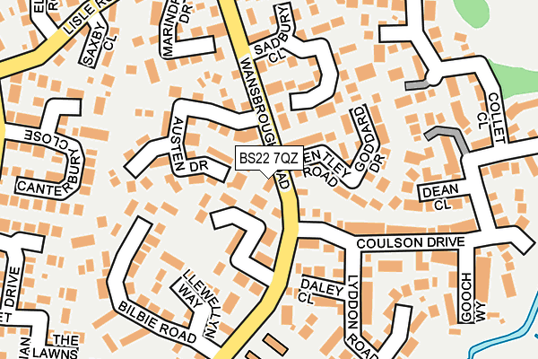 BS22 7QZ map - OS OpenMap – Local (Ordnance Survey)