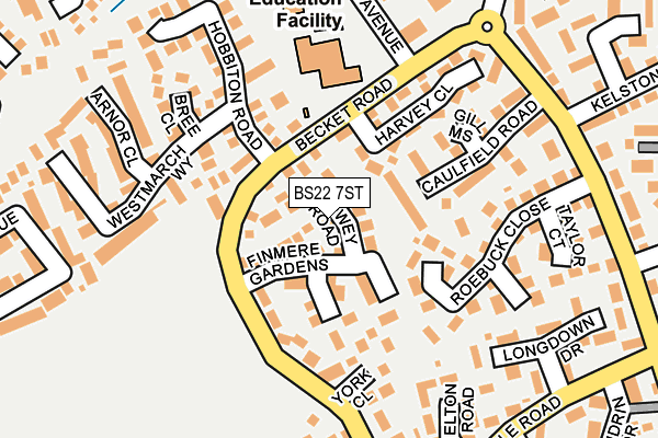 BS22 7ST map - OS OpenMap – Local (Ordnance Survey)