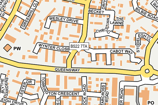 BS22 7TA map - OS OpenMap – Local (Ordnance Survey)
