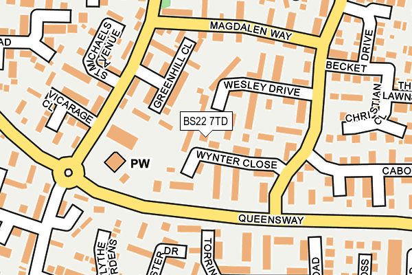 BS22 7TD map - OS OpenMap – Local (Ordnance Survey)