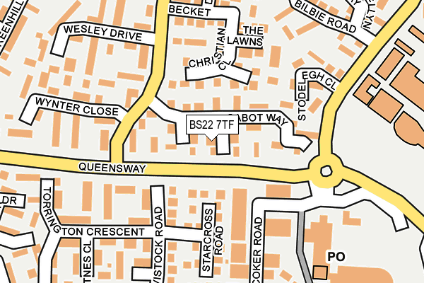 BS22 7TF map - OS OpenMap – Local (Ordnance Survey)