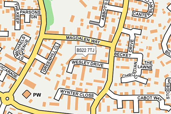 BS22 7TJ map - OS OpenMap – Local (Ordnance Survey)
