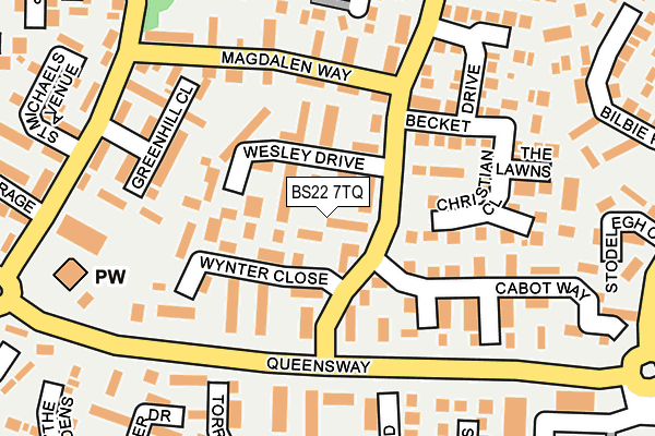 BS22 7TQ map - OS OpenMap – Local (Ordnance Survey)