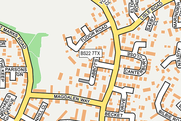 BS22 7TX map - OS OpenMap – Local (Ordnance Survey)