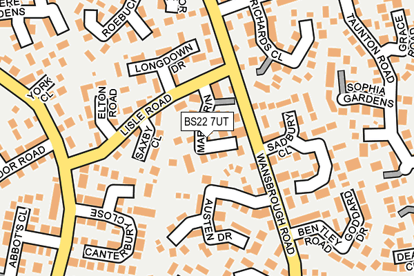 BS22 7UT map - OS OpenMap – Local (Ordnance Survey)