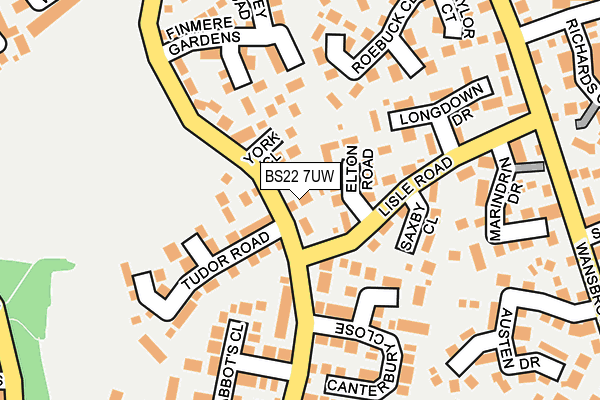 BS22 7UW map - OS OpenMap – Local (Ordnance Survey)