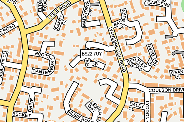 BS22 7UY map - OS OpenMap – Local (Ordnance Survey)