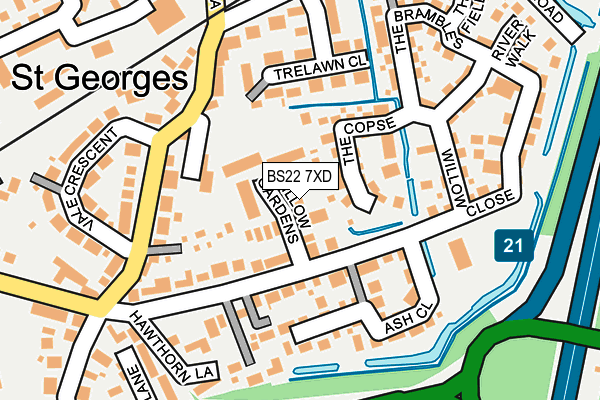 BS22 7XD map - OS OpenMap – Local (Ordnance Survey)