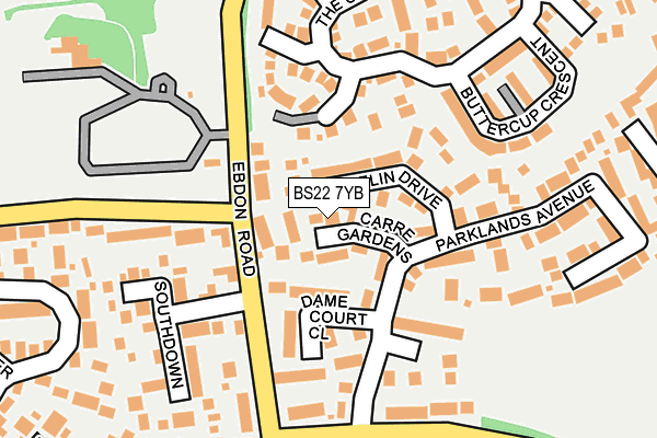 BS22 7YB map - OS OpenMap – Local (Ordnance Survey)