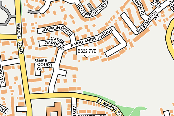 BS22 7YE map - OS OpenMap – Local (Ordnance Survey)