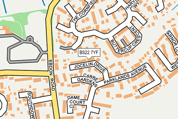 BS22 7YF map - OS OpenMap – Local (Ordnance Survey)